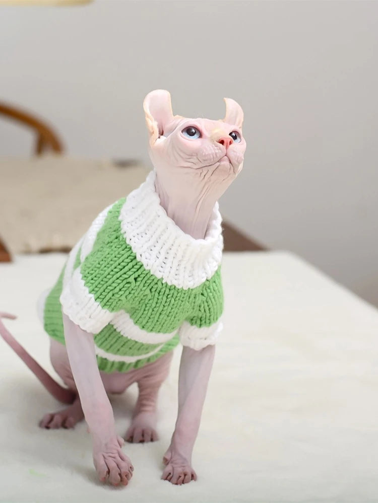 Handmade Striped Wool Cat Sweater