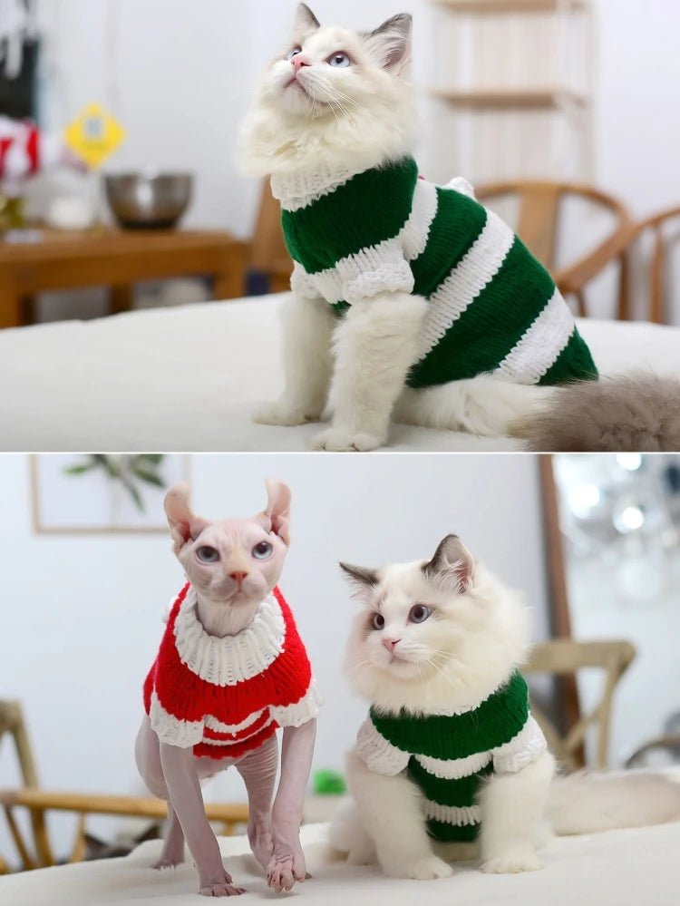 Handmade Striped Wool Cat Sweater