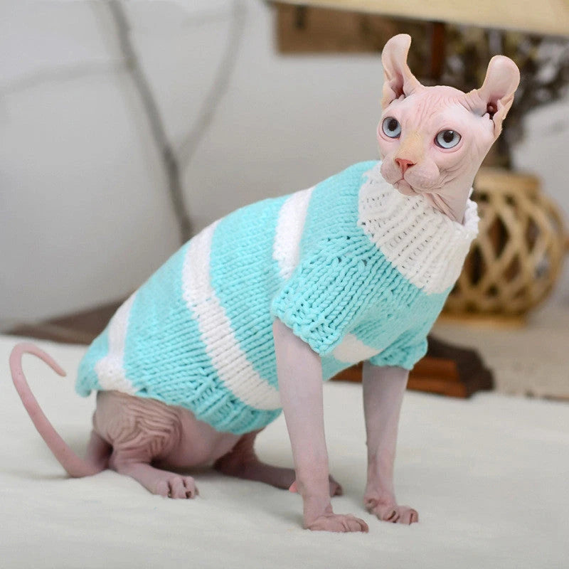Handmade Striped Wool Cat Sweater
