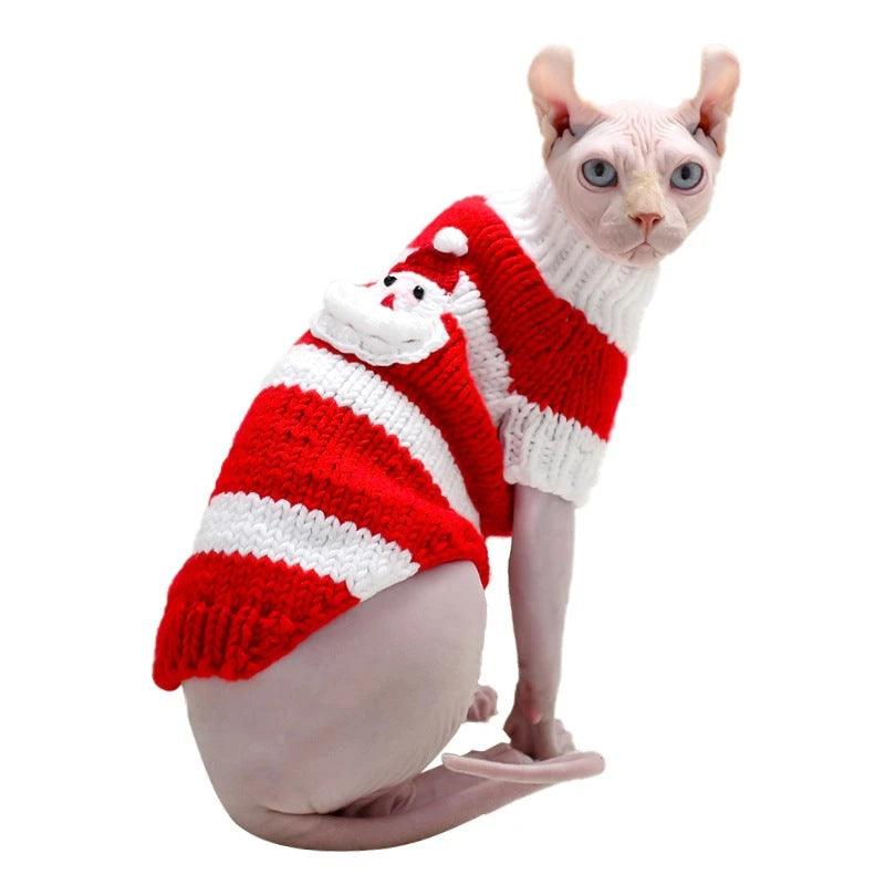 Handmade Striped Wool Cat Sweater