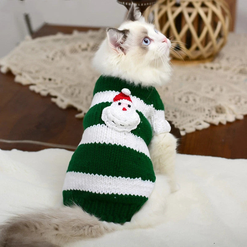 Handmade Striped Wool Cat Sweater