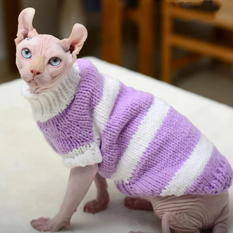 Handmade Striped Wool Cat Sweater