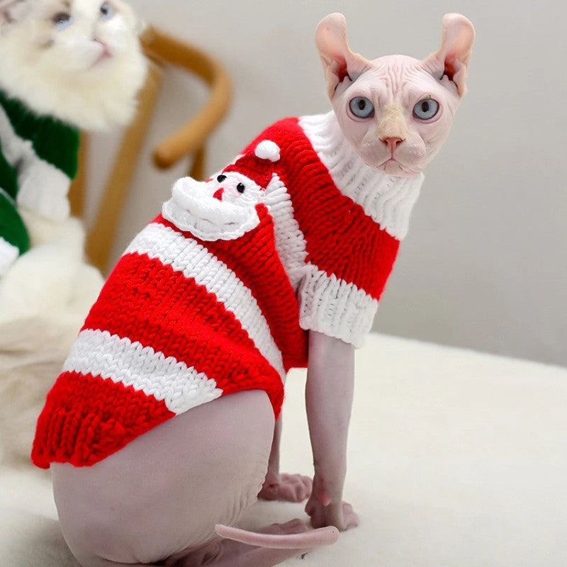 Handmade Striped Wool Cat Sweater